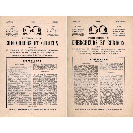 L'Intermédiaire des chercheurs et curieux n° 202 à 213