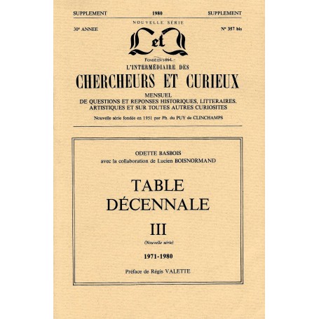 Table décennale 3 - L'Intermédiaire des chercheurs et curieux