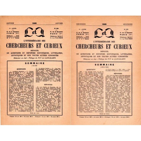 L'Intermédiaire des chercheurs et curieux n° 166 à 177