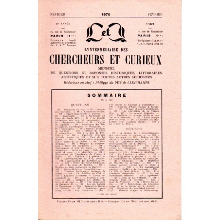 L'Intermédiaire des chercheurs et curieux n° 227