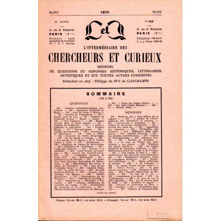 L'Intermédiaire des chercheurs et curieux n° 228