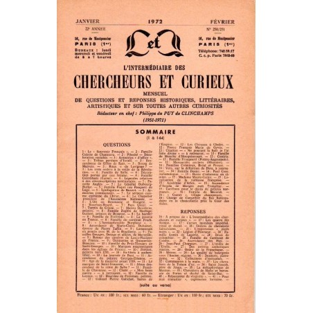 L'Intermédiaire des chercheurs et curieux n° 250/251