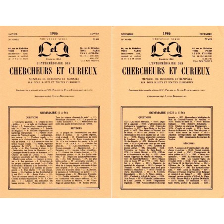 L'Intermédiaire des chercheurs et curieux n° 418 à 429