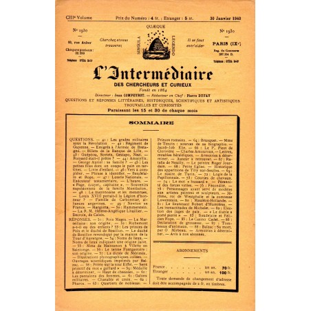 L'Intermédiaire des chercheurs et curieux n° 1930