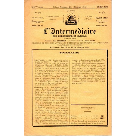 L'Intermédiaire des chercheurs et curieux n° 1934