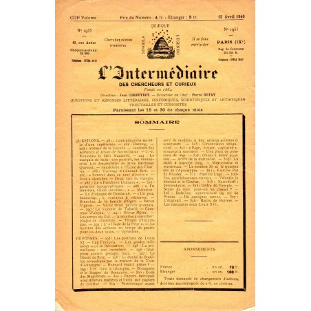 L'Intermédiaire des chercheurs et curieux n° 1935